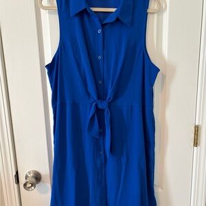 Blue Sleeveless Button-Up Dress
